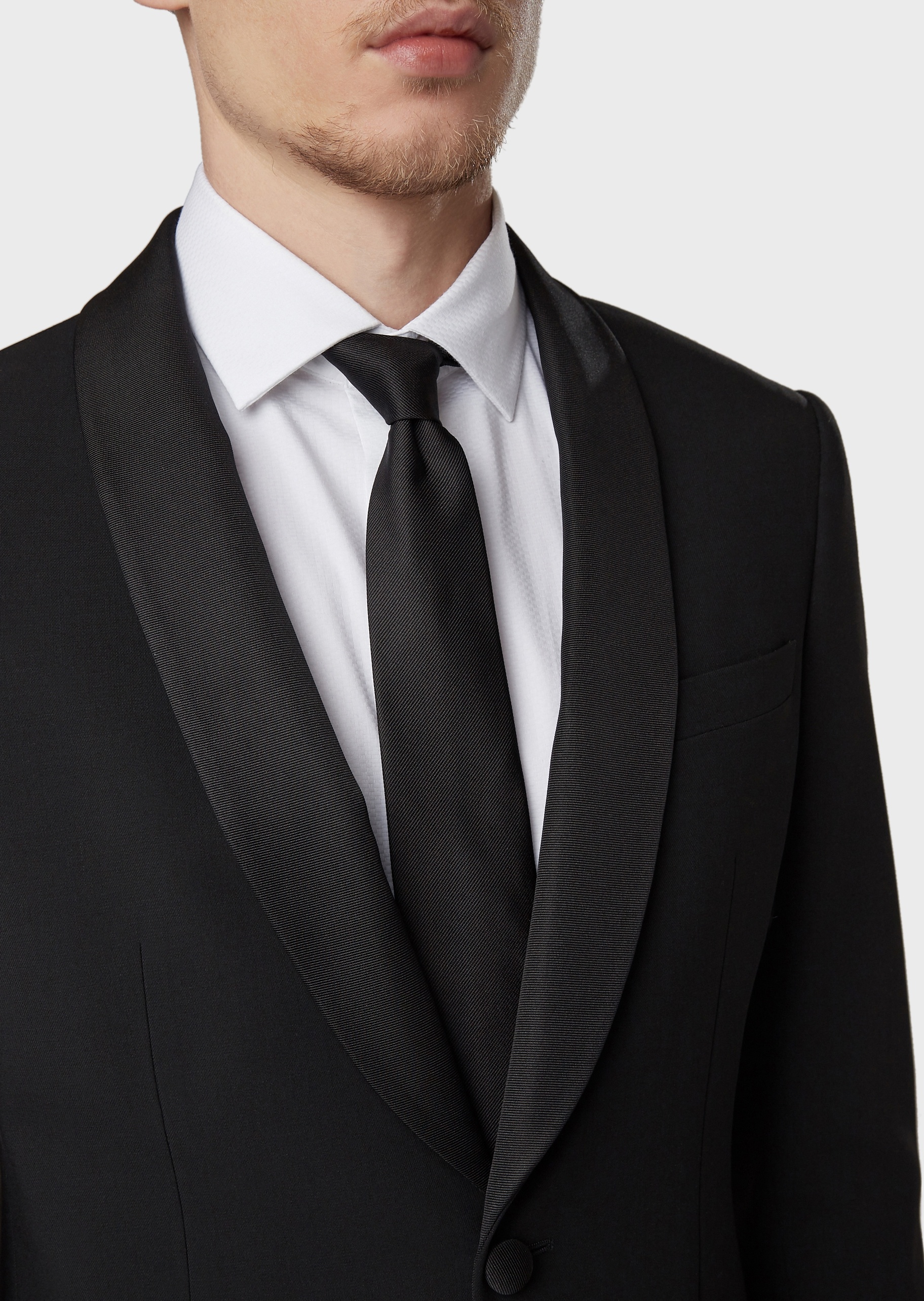Giorgio Armani 男士复古简约箭头型桑蚕丝纯色商务领带