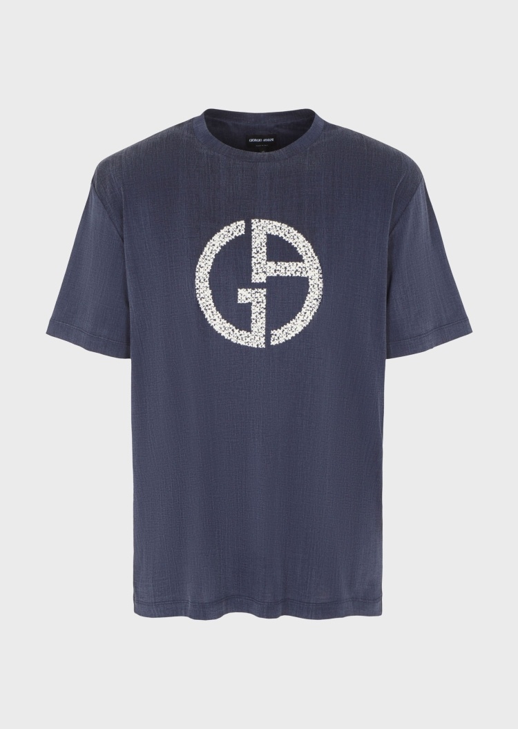 Giorgio Armani 十字针绣标圆领T恤