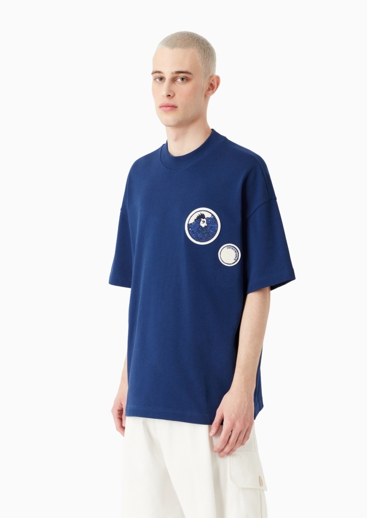 Emporio Armani 可持续系列男士重磅全棉圆领短袖T恤