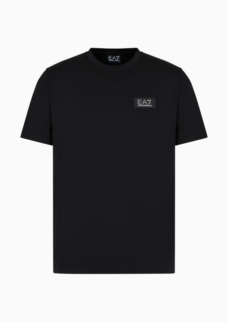 EA7 男士修身短袖圆领LOGO贴标运动T恤
