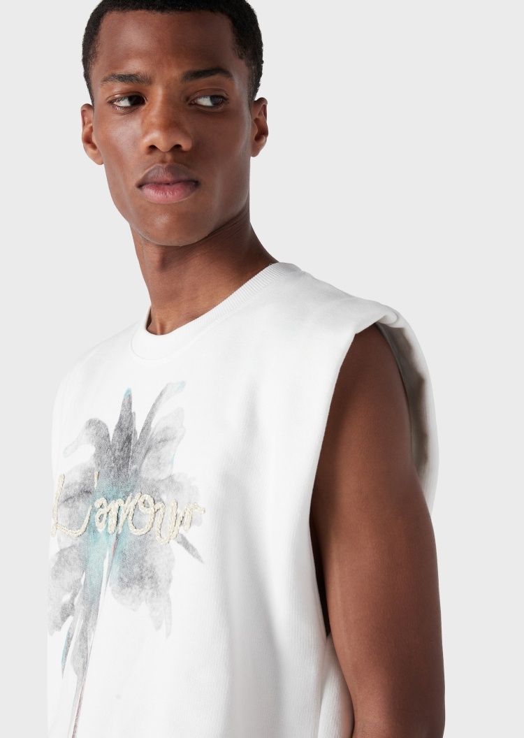 Emporio Armani 棕榈树印花无袖针织衫