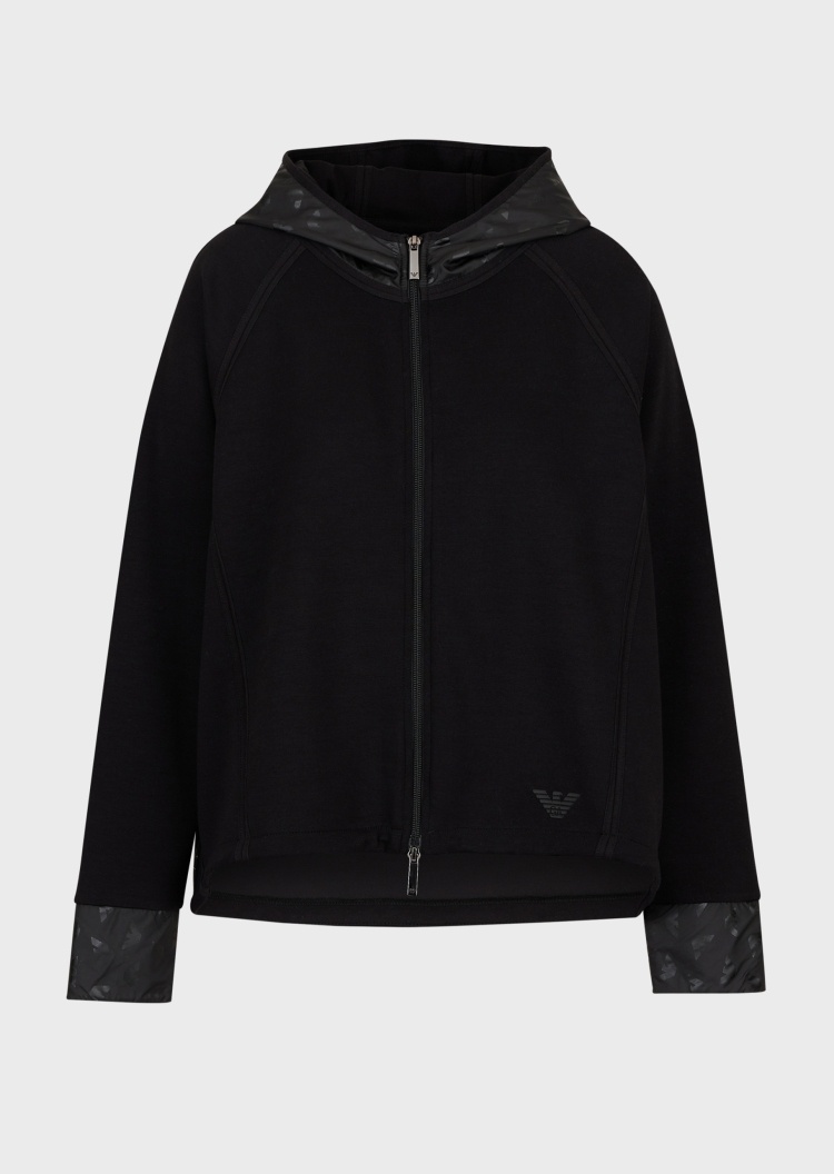 Emporio Armani 鹰标印花拉链连帽夹克