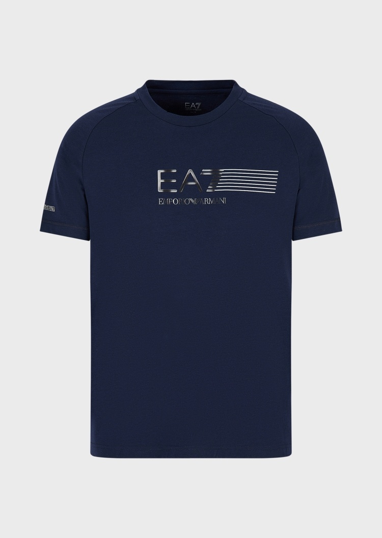 EA7 线条标识插肩圆领T恤
