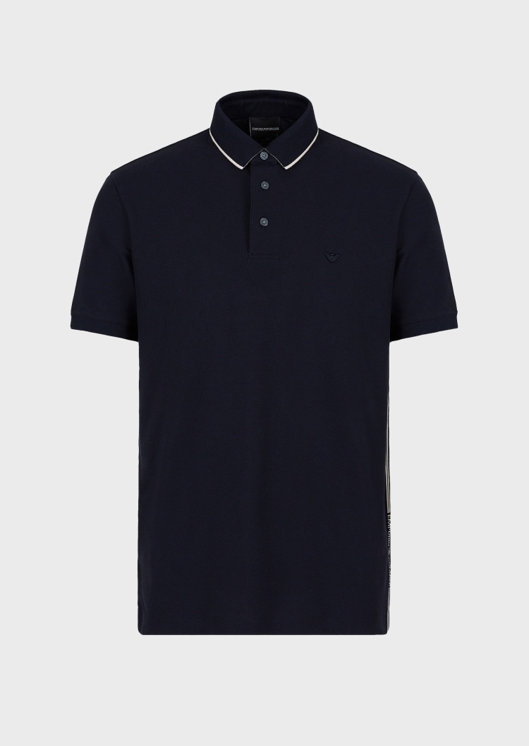 Emporio Armani 男士合身全棉短袖Polo衫