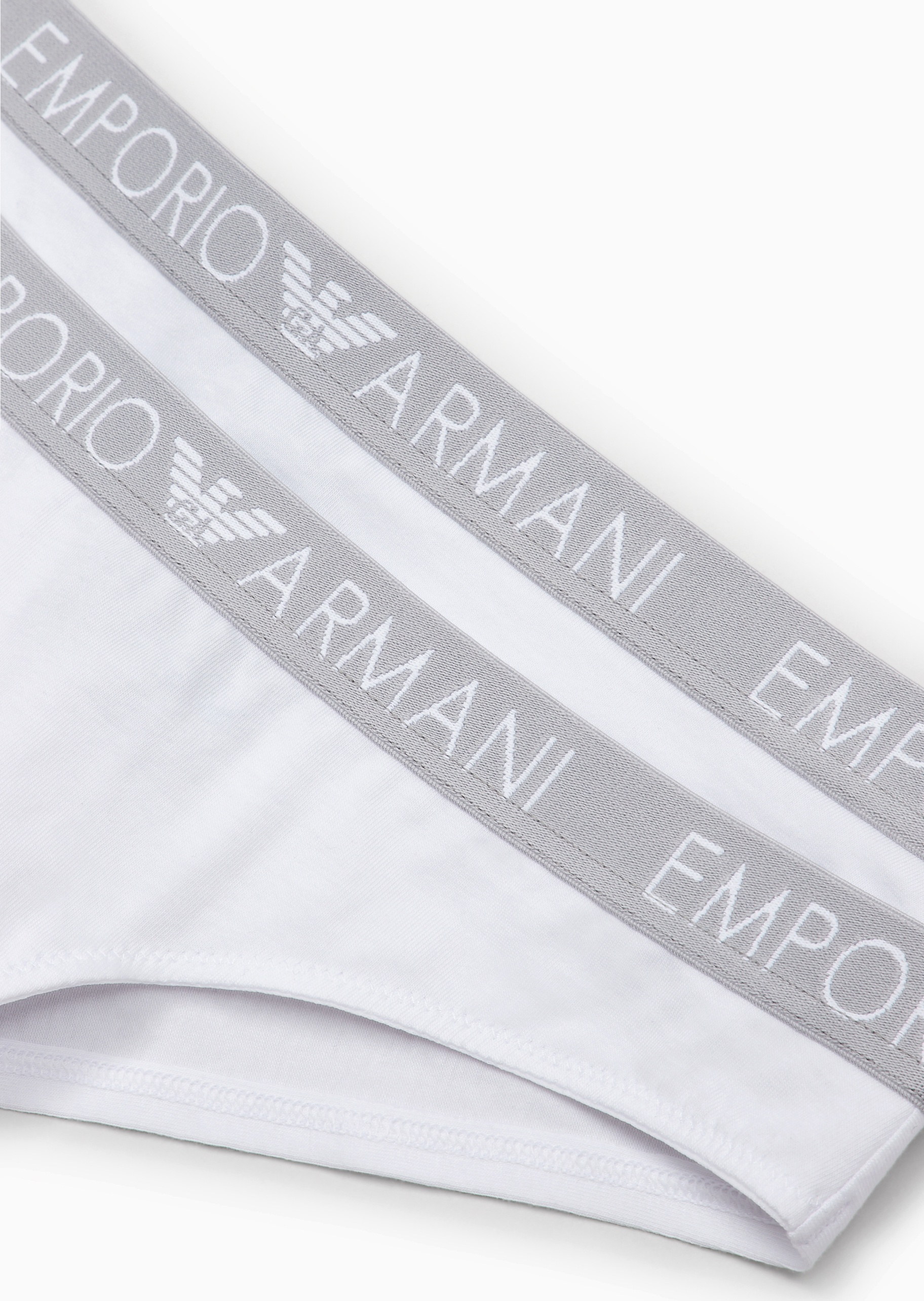 Emporio Armani 女士纯棉修身三角两条装徽标腰边内衣套装