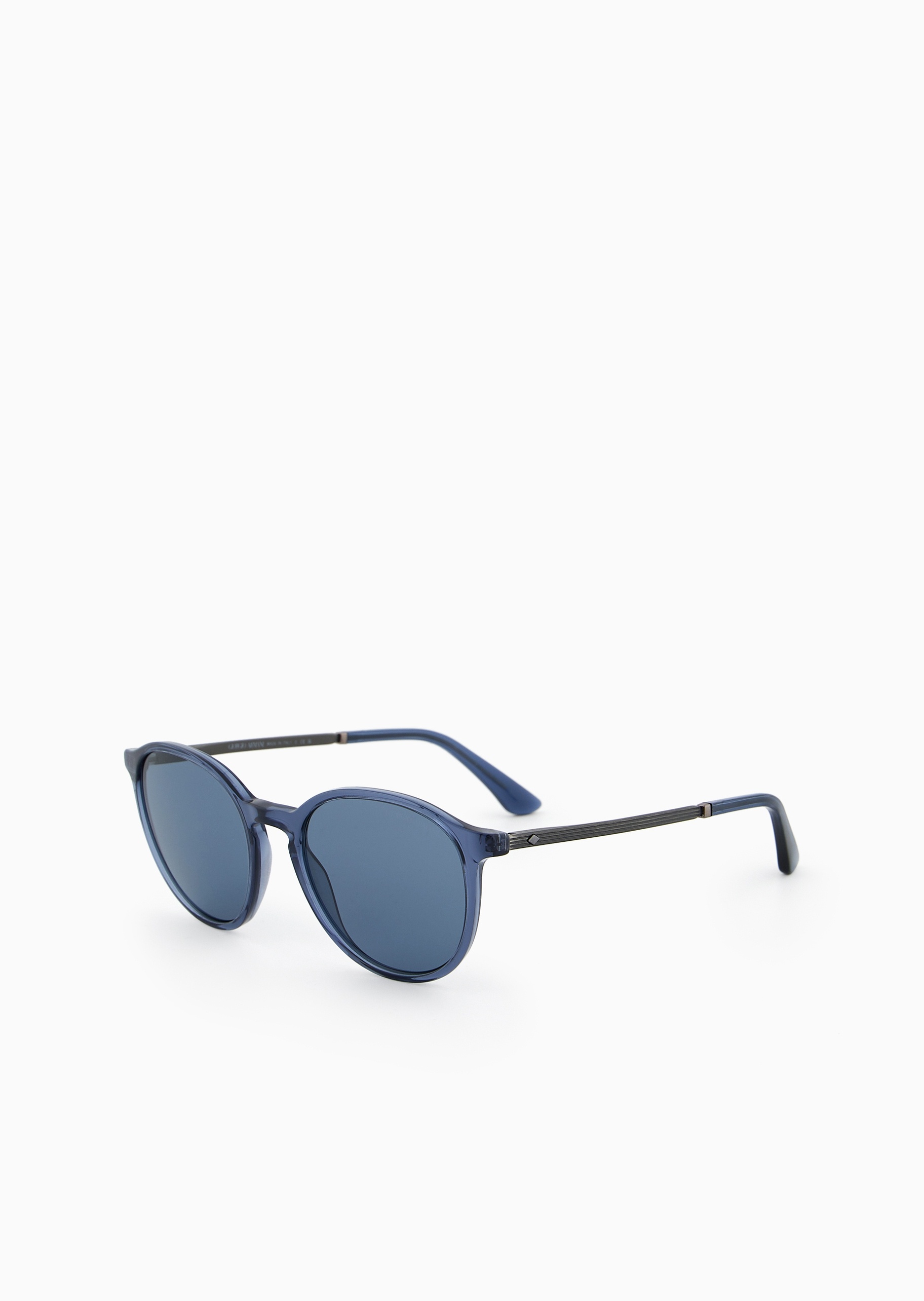 Giorgio Armani 男士透明半圆框条纹饰边太阳眼镜