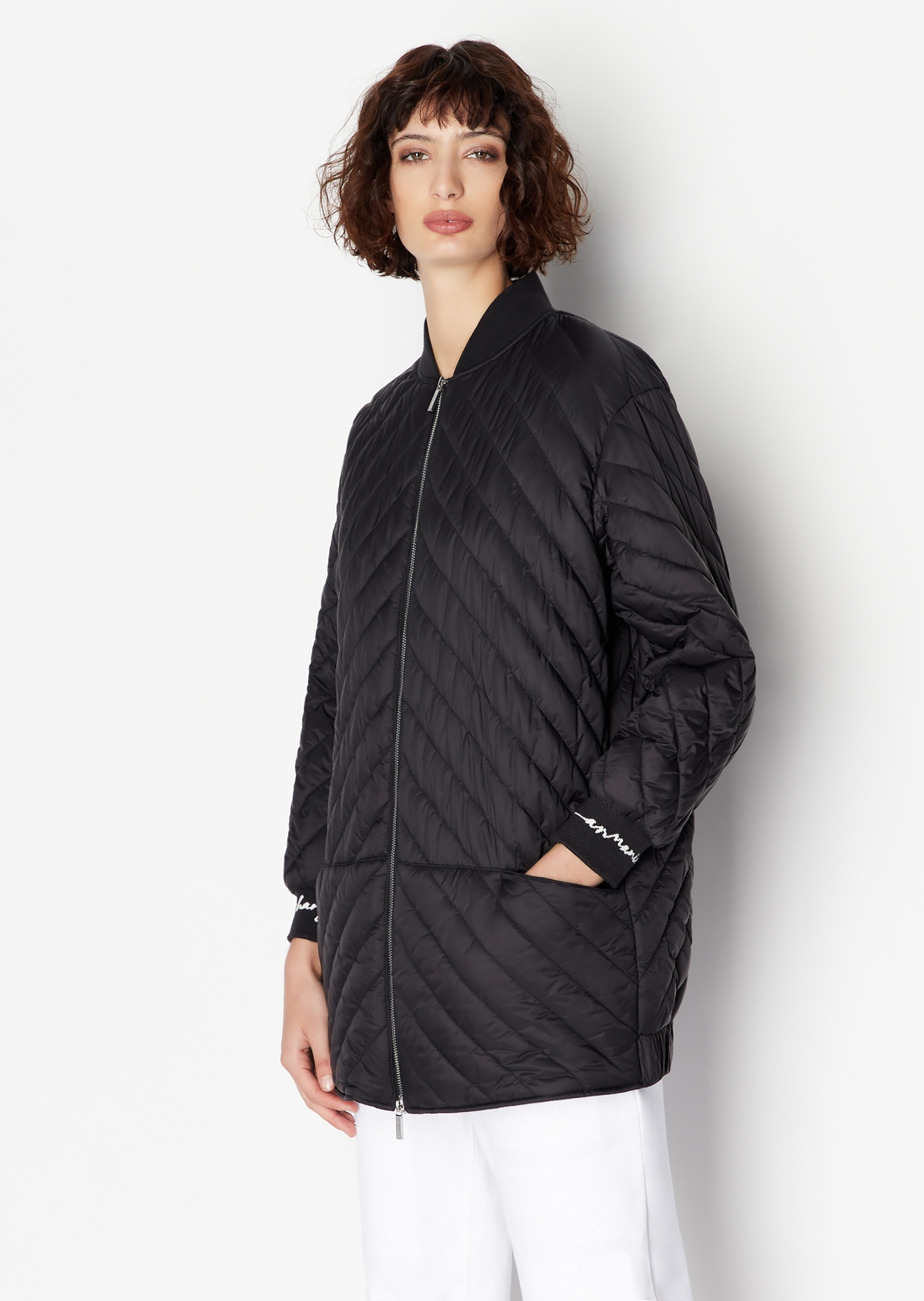 ARMANI EXCHANGE 女士绗缝全拉链棒球领棉服