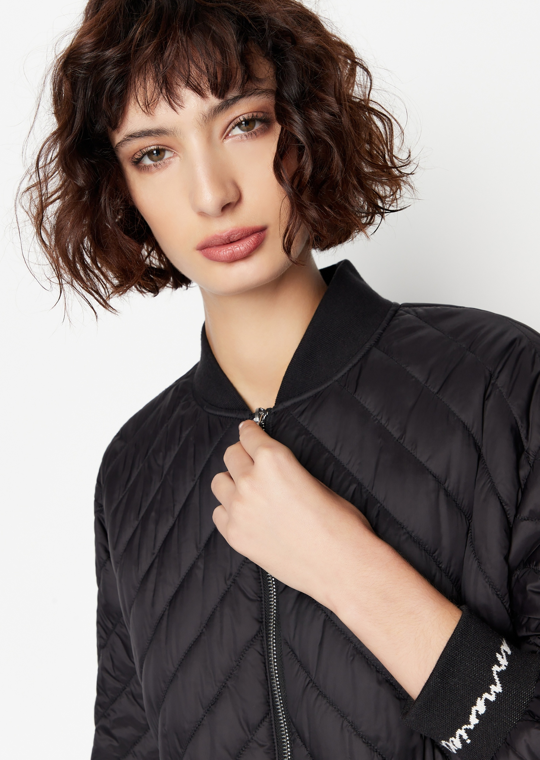 ARMANI EXCHANGE 女士绗缝全拉链棒球领棉服