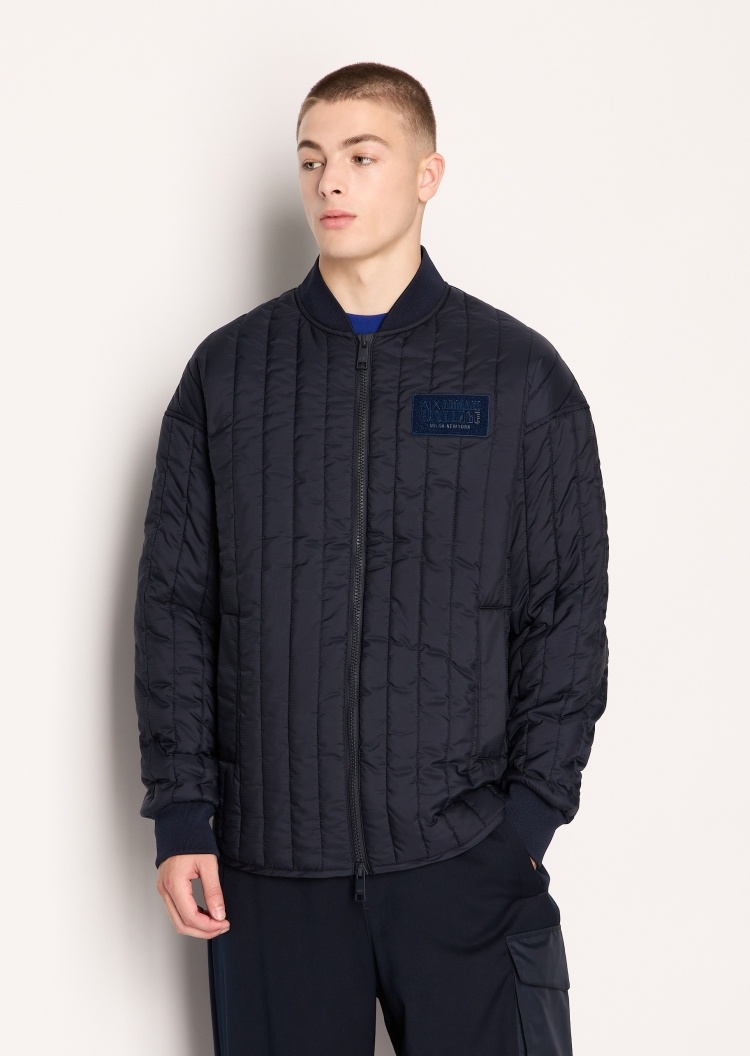 ARMANI EXCHANGE 男士绗缝棒球领拉链棉服