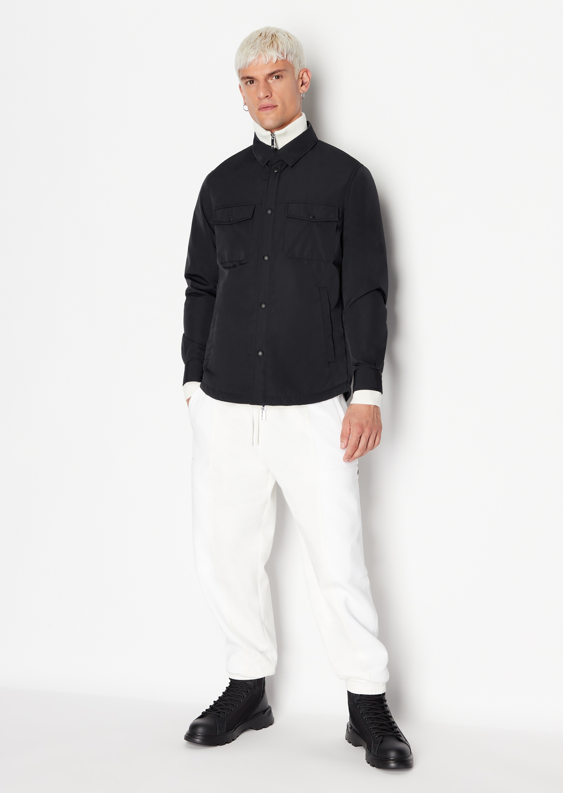 ARMANI EXCHANGE 男士简约翻领衬衫式棉服