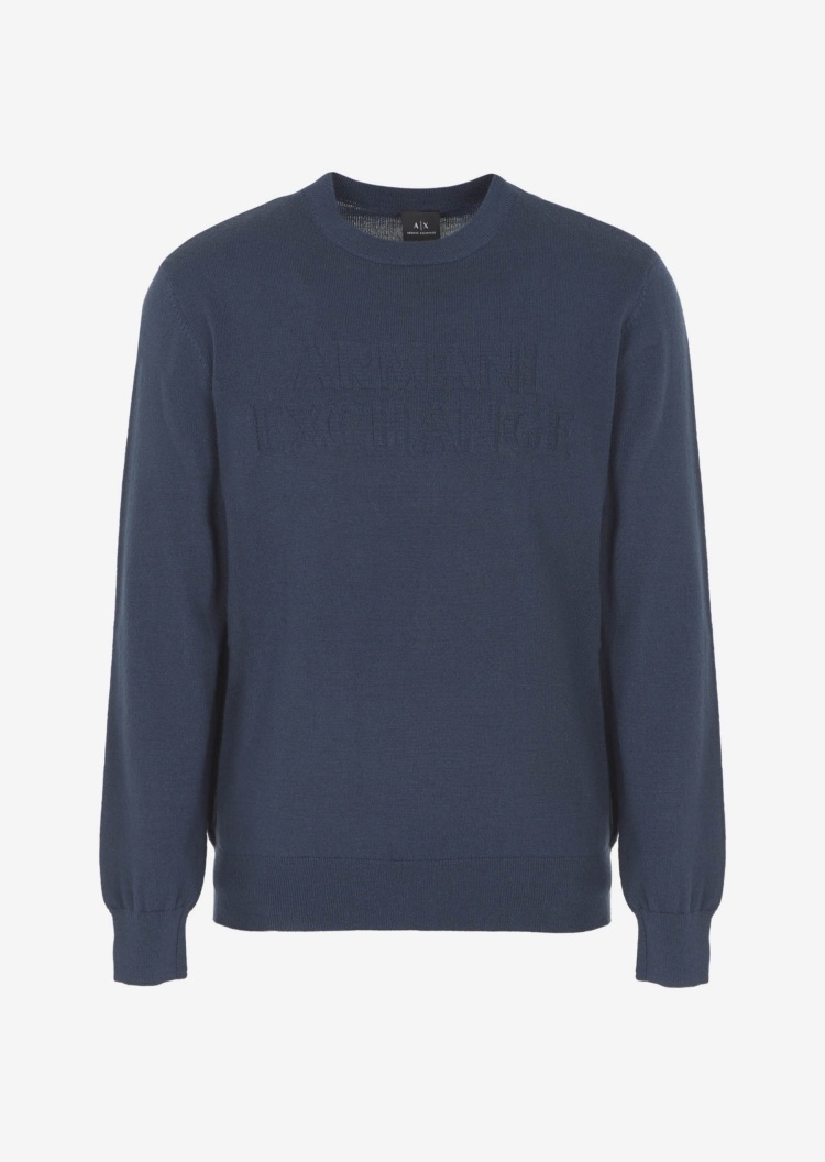 ARMANI EXCHANGE 男士提花纯色羊毛套头毛衣