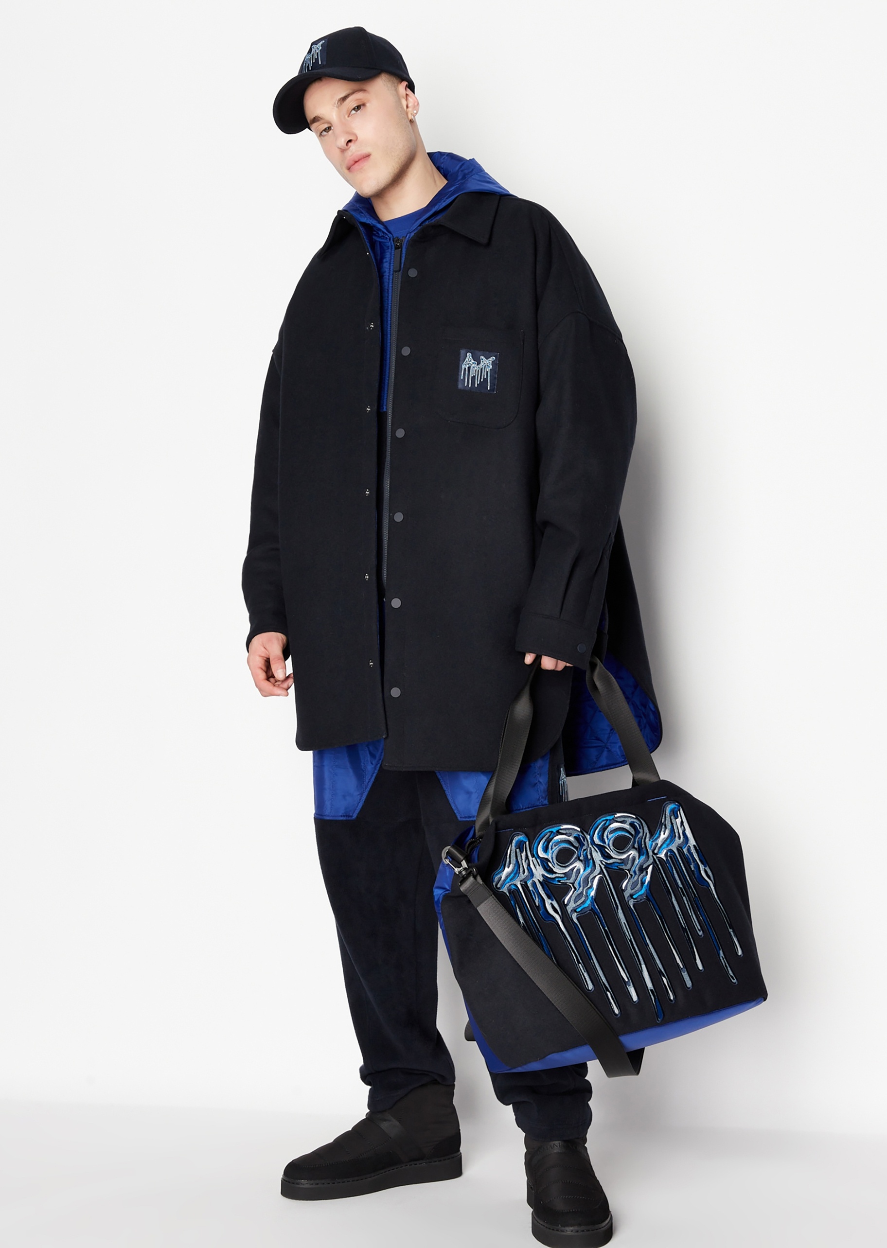 ARMANI EXCHANGE 男士宽松拼色连帽卫衣外套