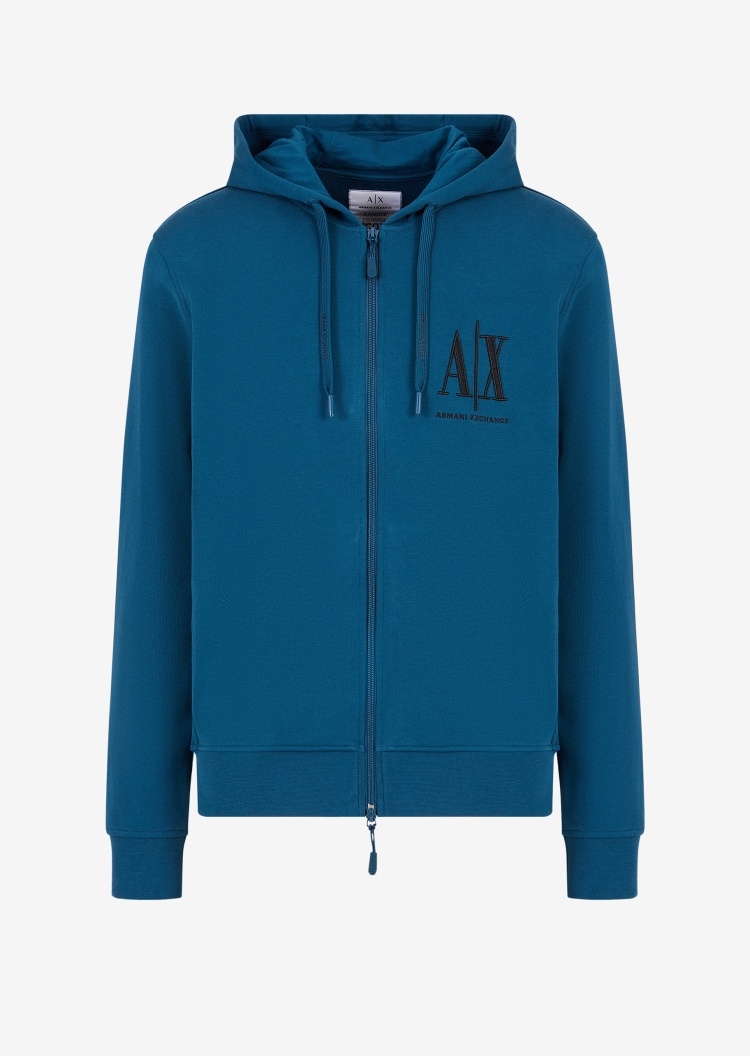 ARMANI EXCHANGE 男士刺绣全棉连帽卫衣外套