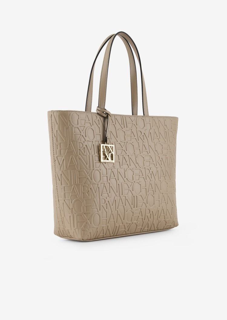 ARMANI EXCHANGE 女士通体压花大容量托特包
