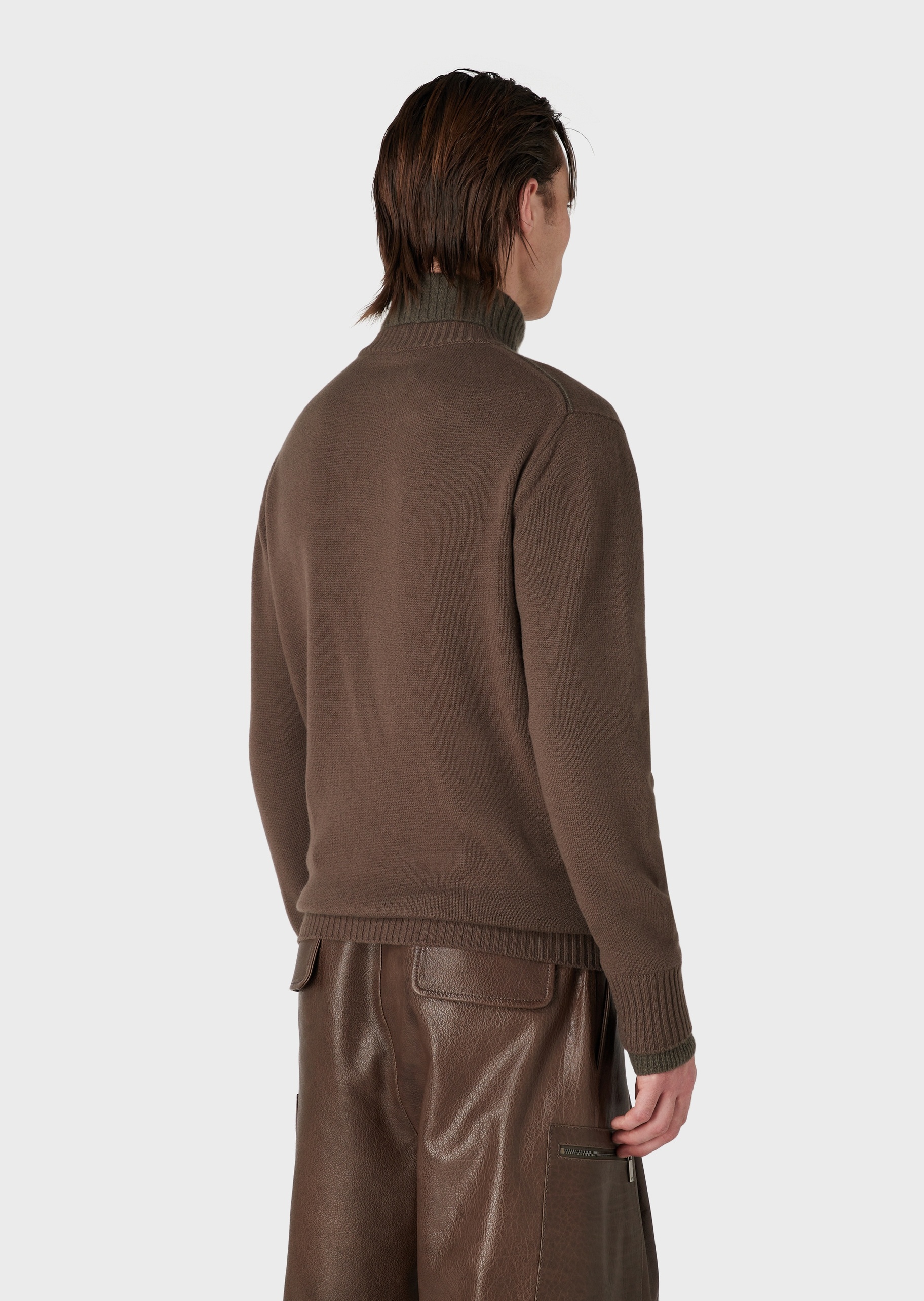Emporio Armani 男士拼接高领假两件针织衫