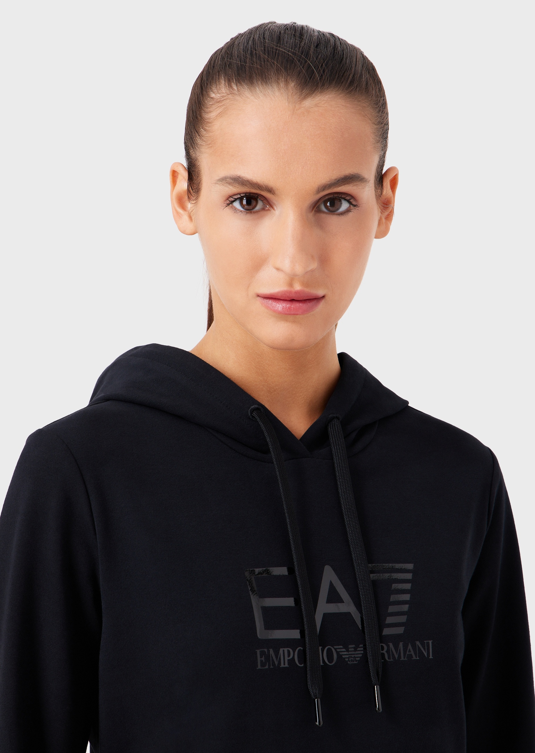 EA7 女士修身纯棉连帽运动卫衣