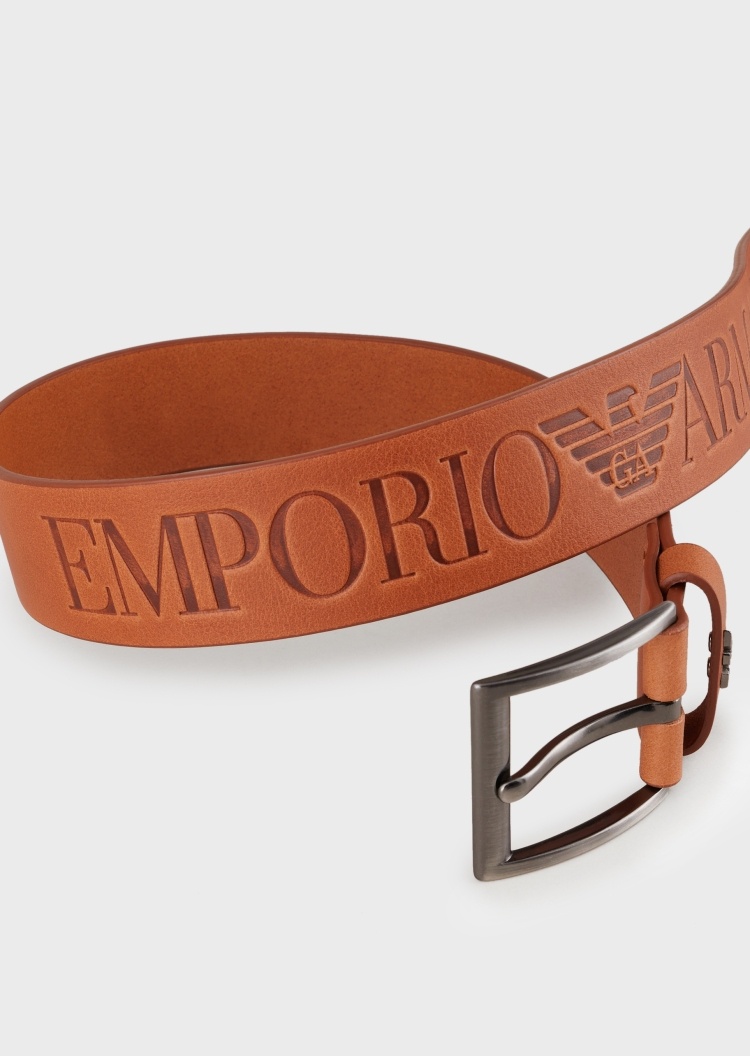 Emporio Armani 皮革标识针扣腰带