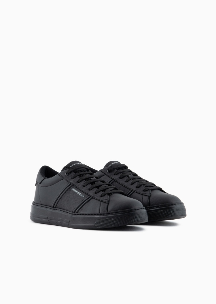 Emporio Armani 男士系带低帮圆头平底休闲运动鞋