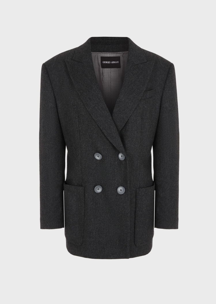 Giorgio Armani 女士休闲商务戗驳领绵羊毛双排扣西装外套