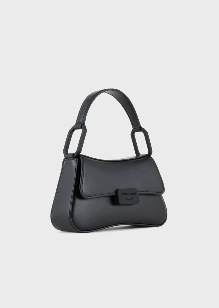 Emporio Armani 女士长方形光面牛皮革翻盖单肩斜挎包