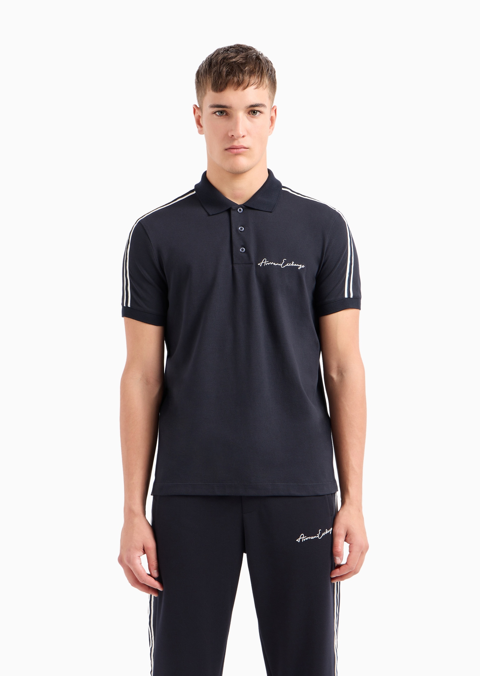 ARMANI EXCHANGE 男士纯棉微弹合身短袖翻领运动Polo衫