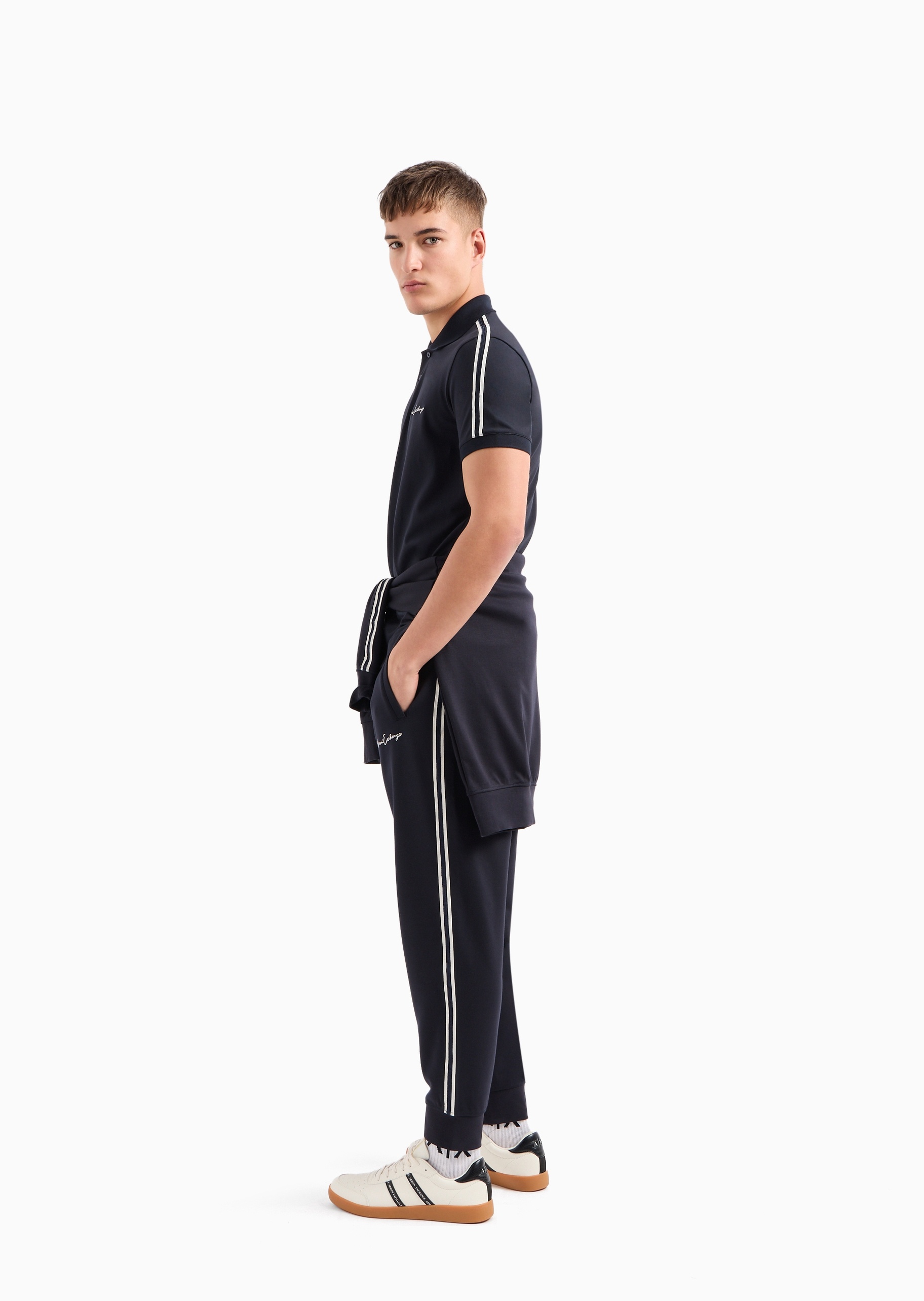 ARMANI EXCHANGE 男士纯棉微弹合身短袖翻领运动Polo衫