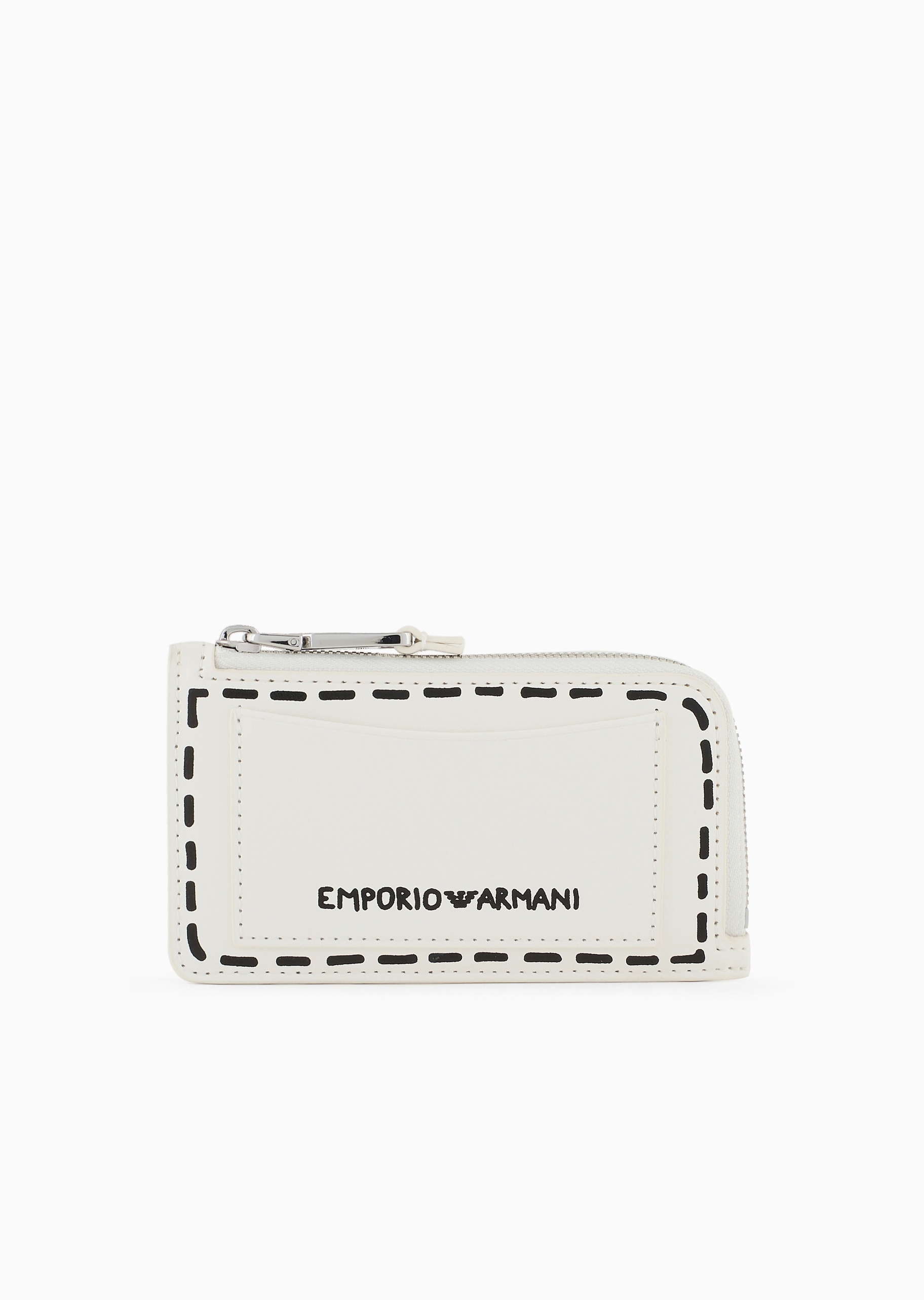 Emporio Armani 女士拉链长款时尚虚线印花手拿卡夹