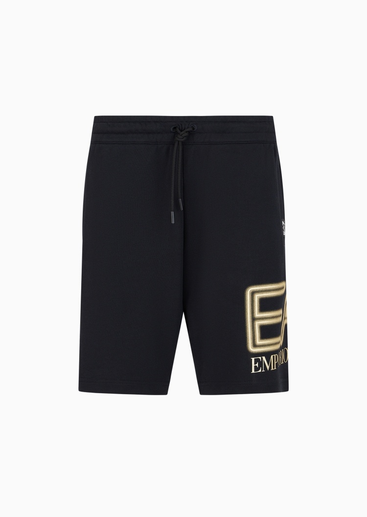 EA7 男士全棉宽松系带腰短款直筒健身百慕大短裤