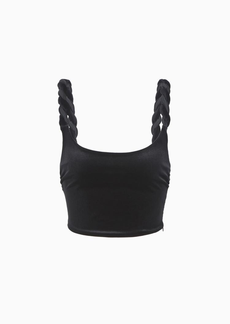 Emporio Armani 女士纯色修身麻花编织吊带短款背心