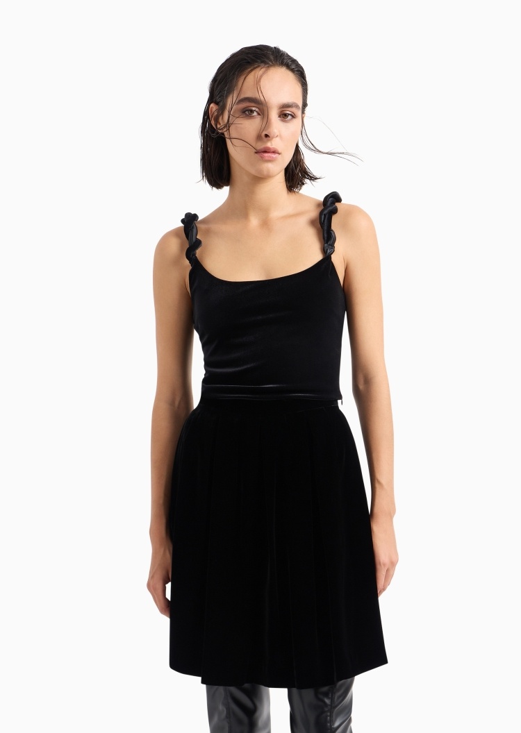 Emporio Armani 女士纯色修身麻花编织吊带短款背心