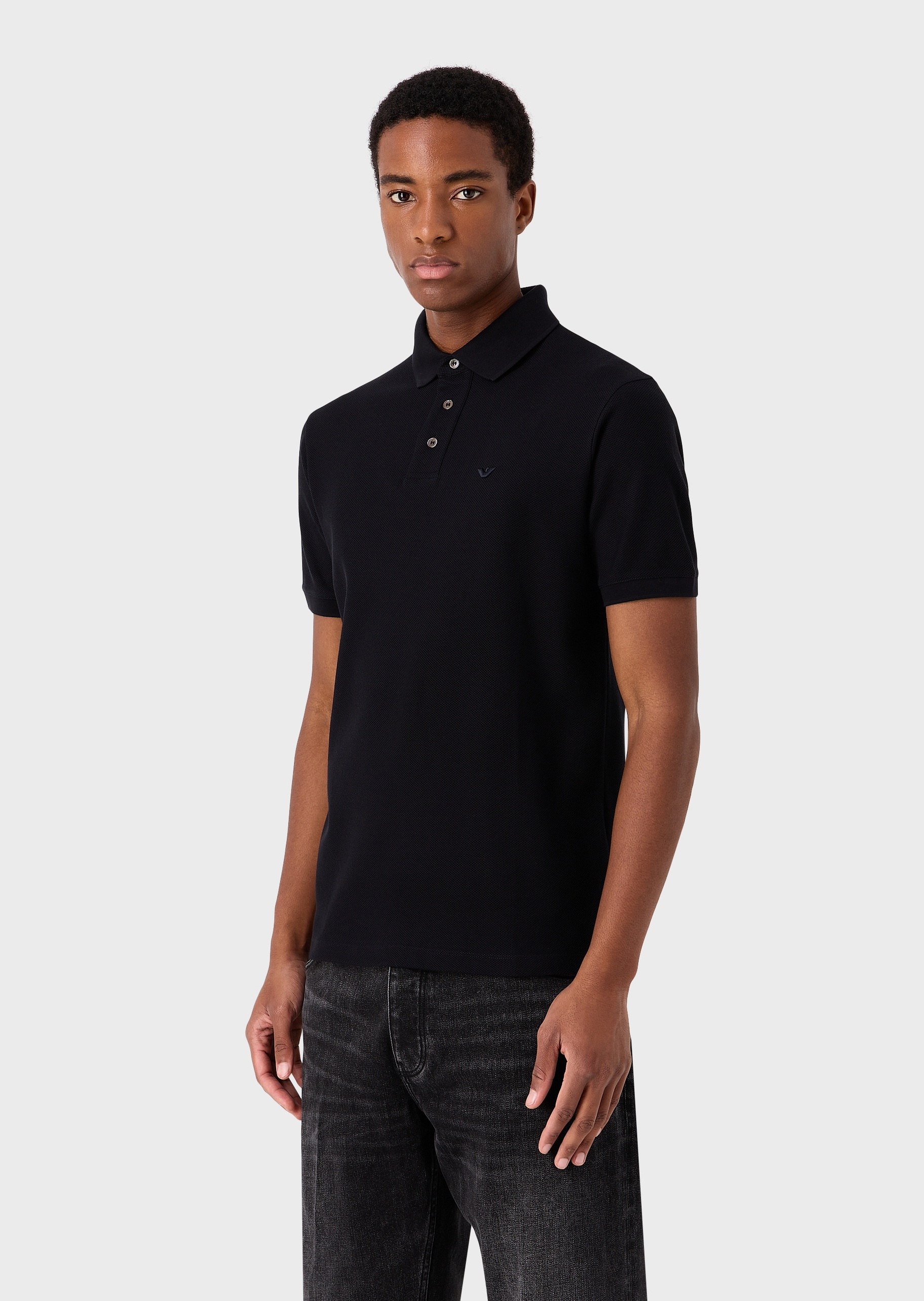 Emporio Armani 男士小鹰标翻领棉Polo衫