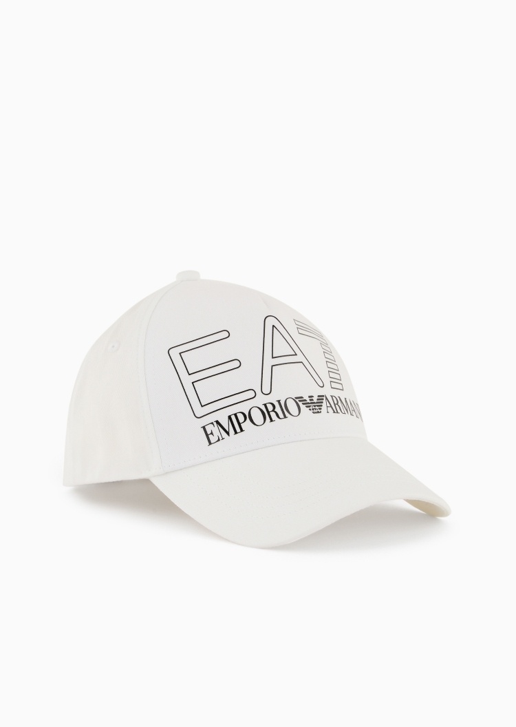 EA7 男女同款全棉排扣硬顶弯檐印花情侣棒球帽
