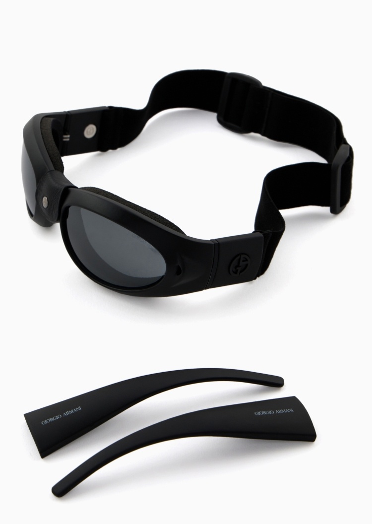 Giorgio Armani 男士椭圆形可替换镜腿磨砂运动太阳眼镜