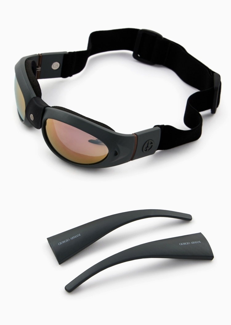 Giorgio Armani 男士椭圆形可替换镜腿磨砂运动太阳眼镜