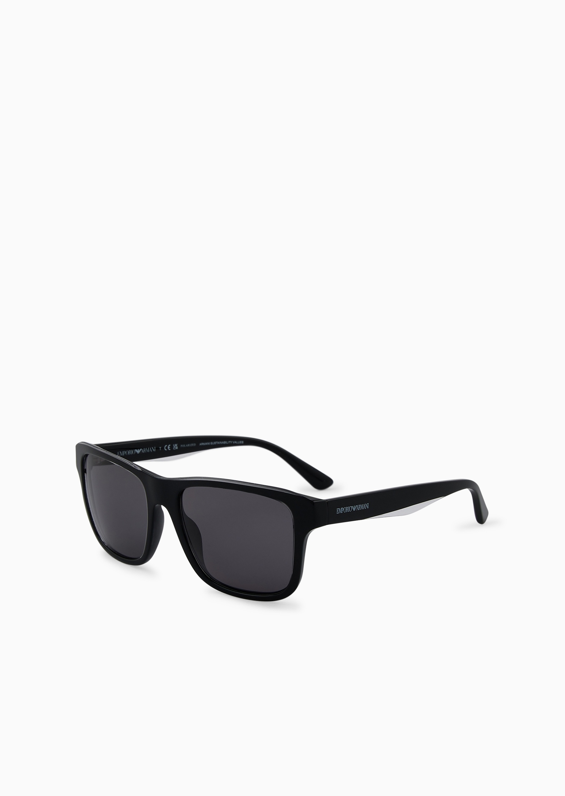 Emporio Armani 男士枕形粗框透明细节偏光太阳眼镜