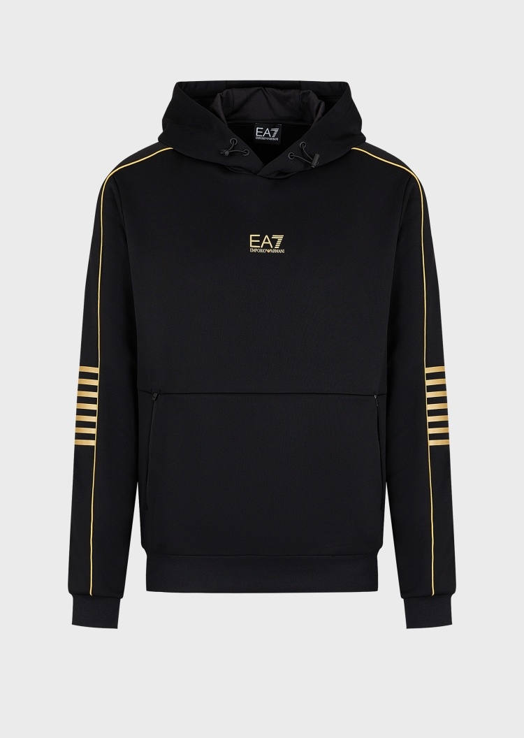 EA7 男士拉链插袋连帽运动卫衣