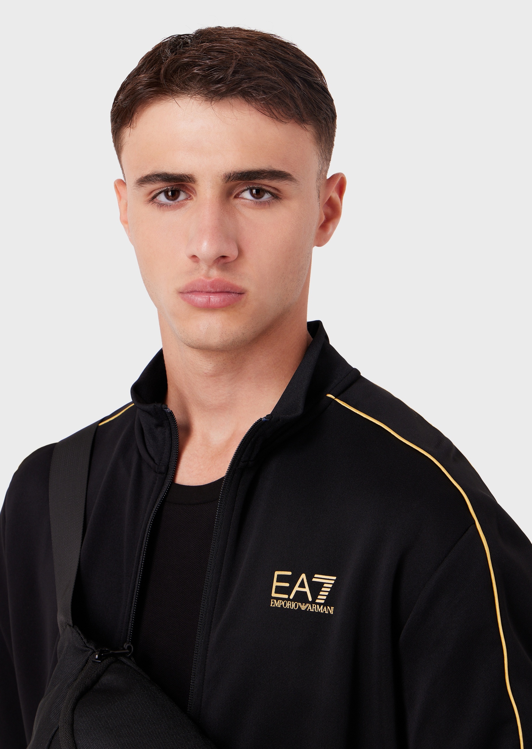 EA7 男士印花立领运动卫衣外套