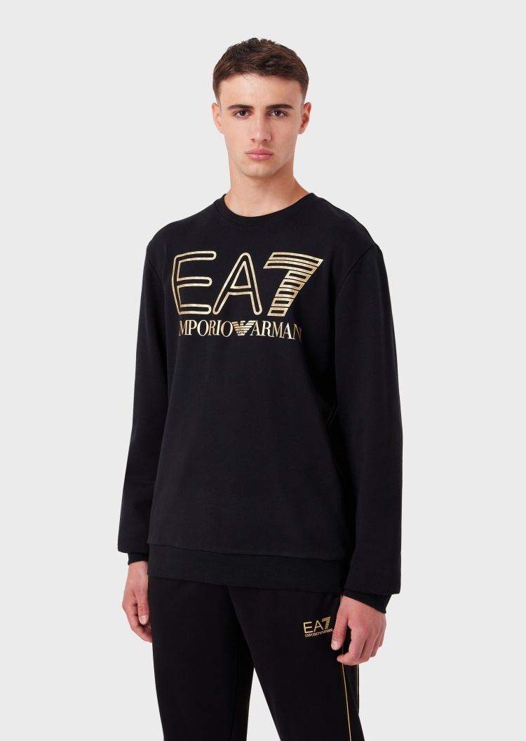 EA7 男士镂空大LOGO棉运动卫衣