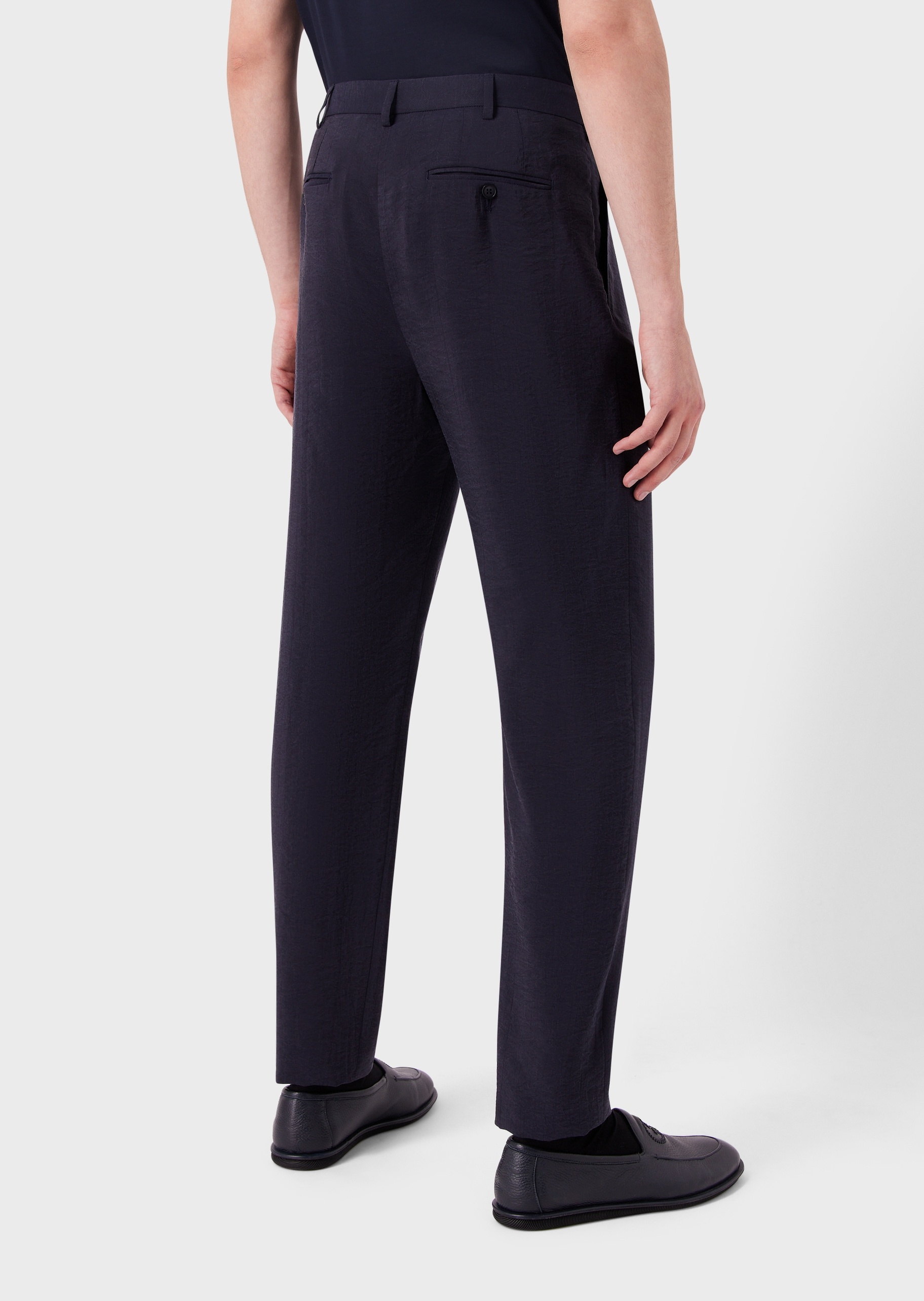 Giorgio Armani 男士老钱风商务正装纯色双褶裥直筒休闲西裤