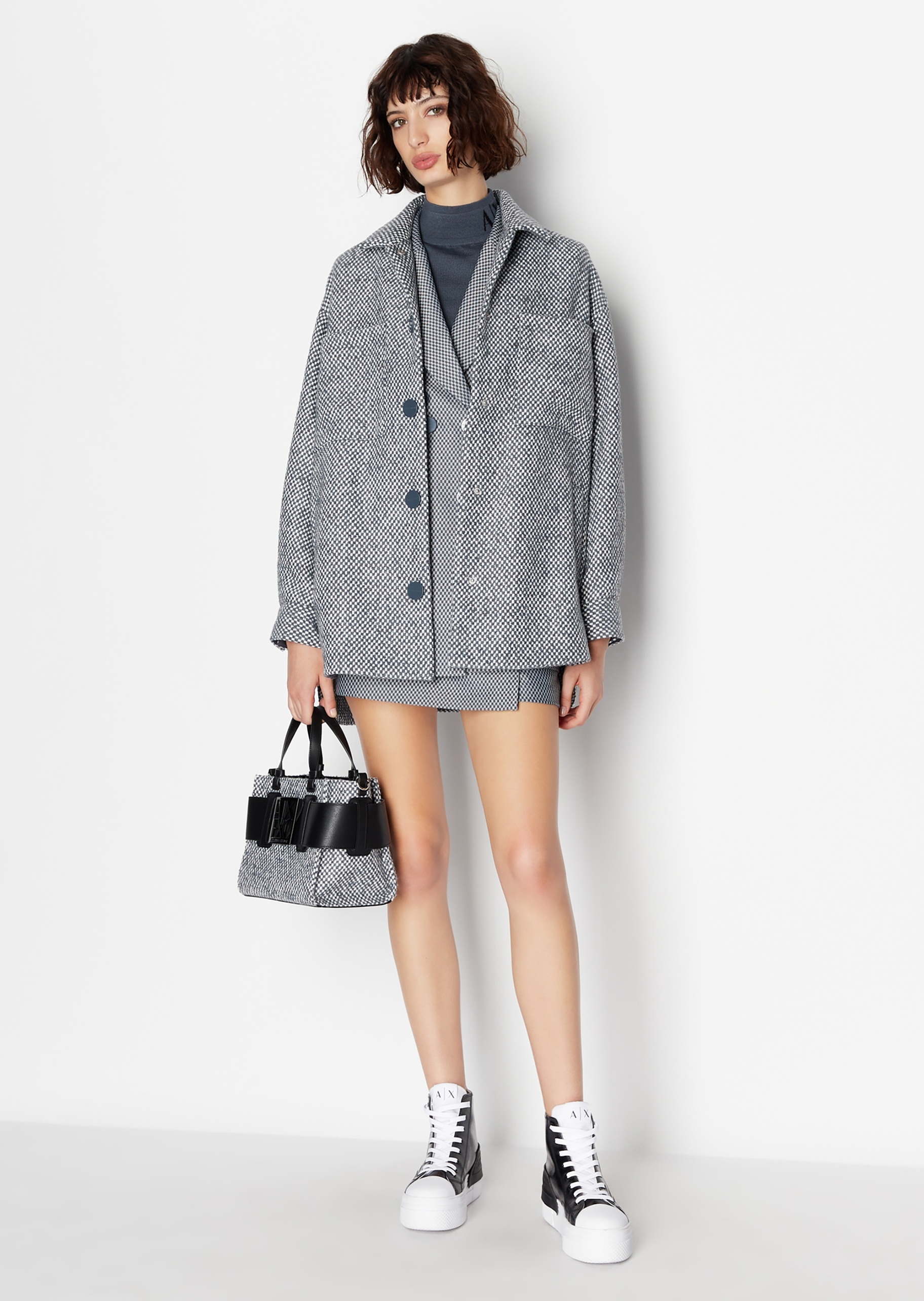ARMANI EXCHANGE 女士棋盘格双排扣西装外套