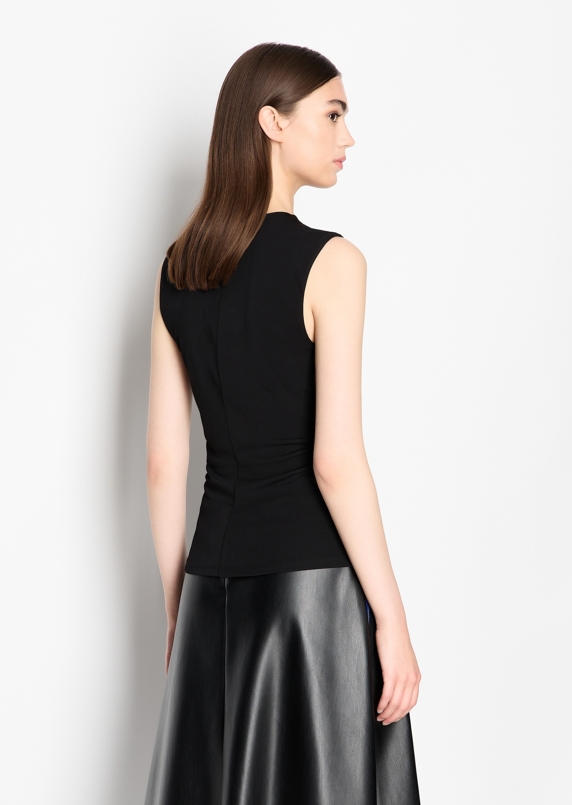ARMANI EXCHANGE 女士褶皱绑带V领修身背心