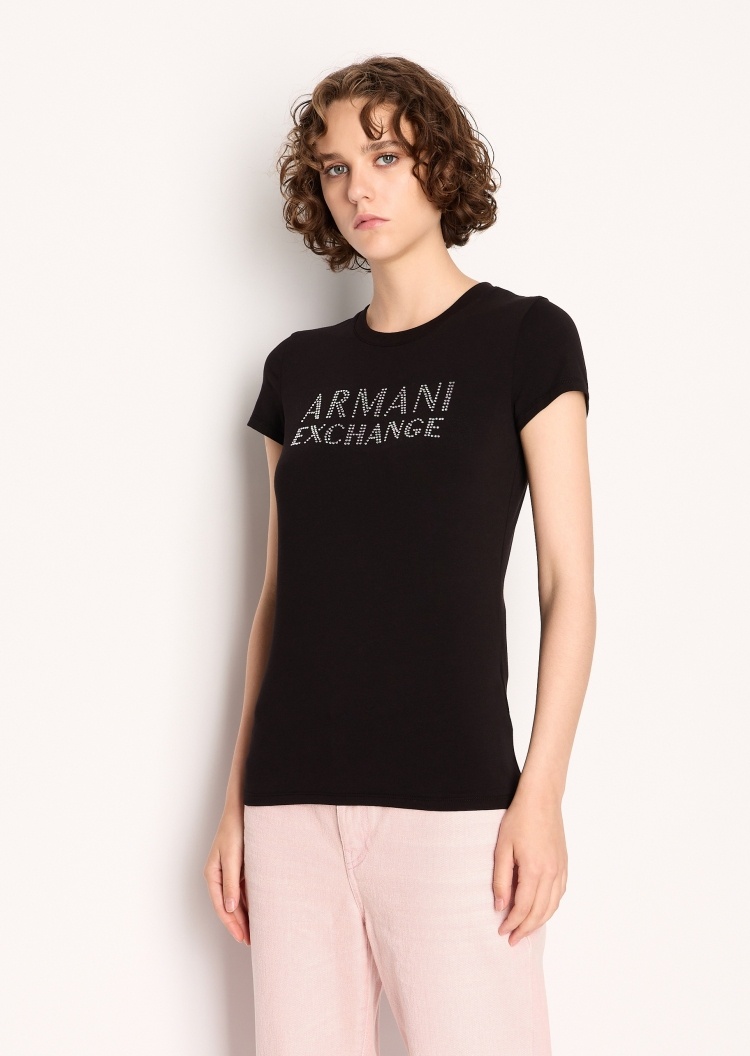 ARMANI EXCHANGE 女士圆领修身棉质短袖T恤