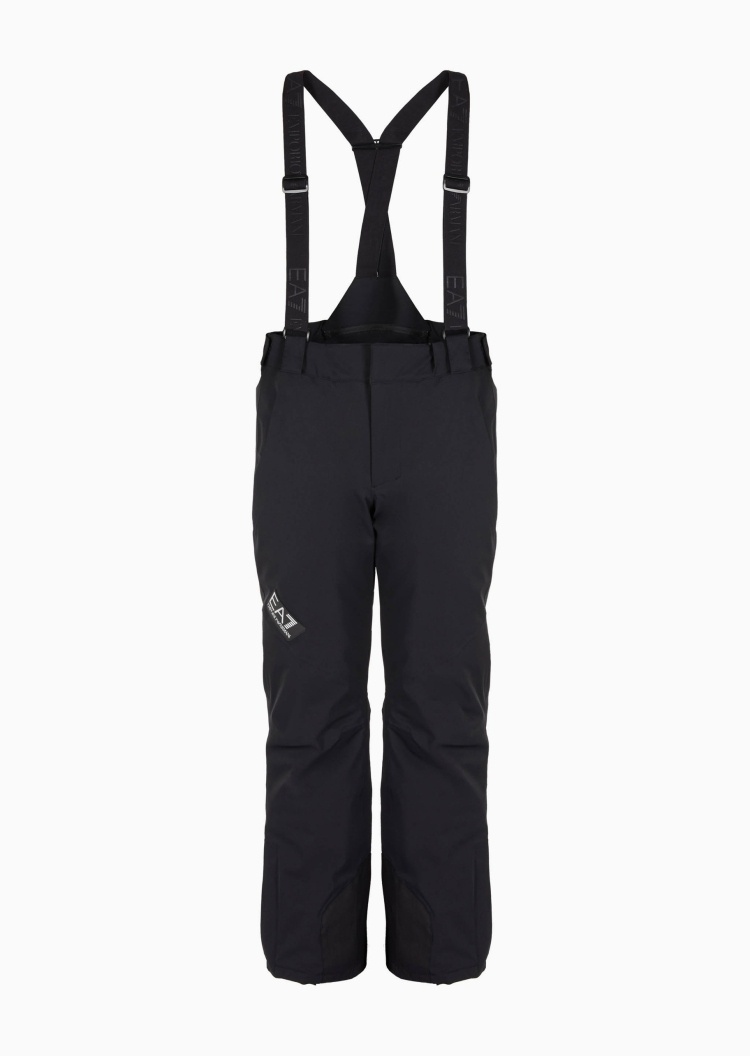 EA7 男士合身长款可调节肩带直脚背带滑雪棉裤