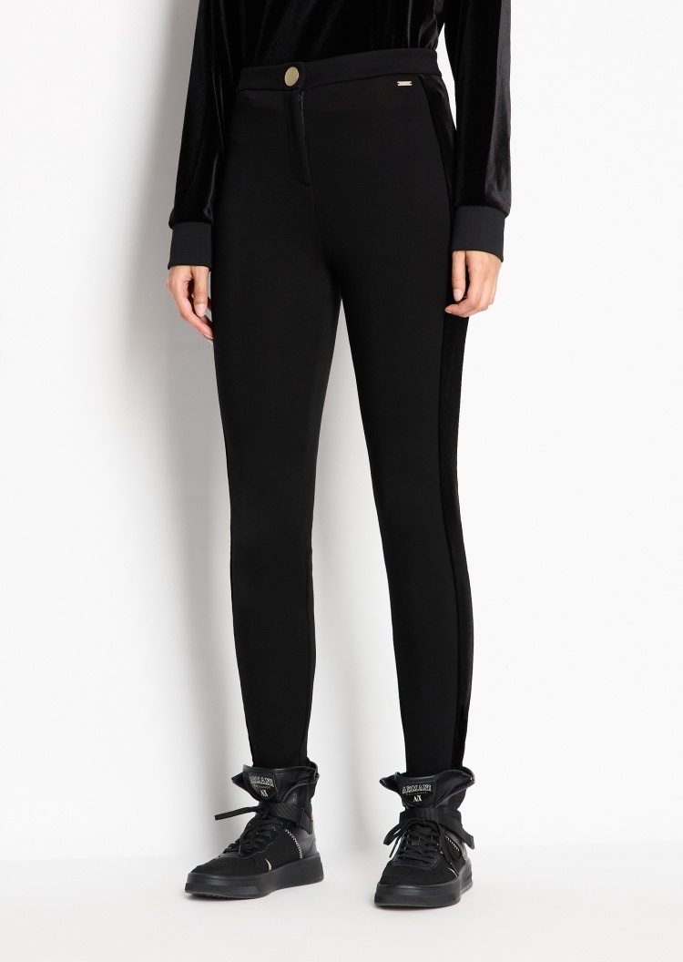 ARMANI EXCHANGE 女士绒面拼接高腰紧身裤