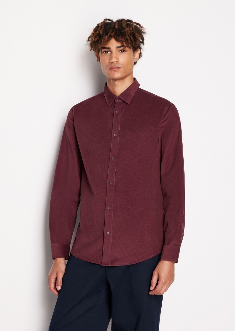 ARMANI EXCHANGE 男士小绣标棉质灯芯绒衬衫