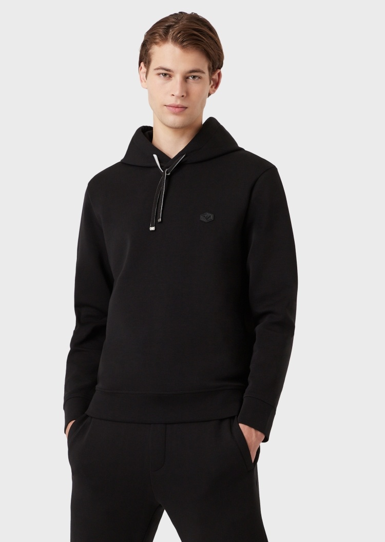 Emporio Armani 小贴片抽绳连帽卫衣