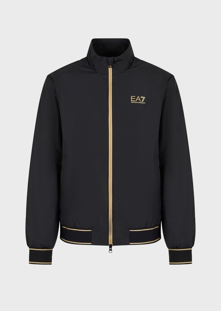 EA7 男士LOGO罗纹运动夹克外套