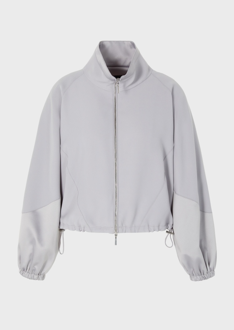 Emporio Armani 女士缎面嵌片抽绳摆短夹克