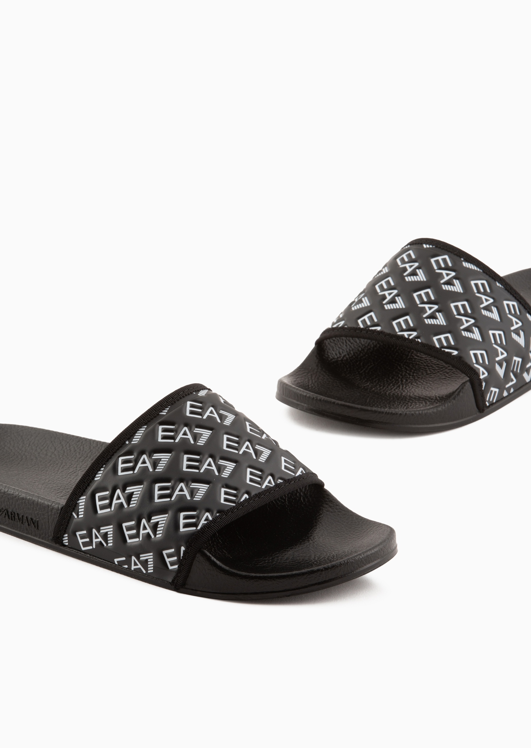 EA7 男女同款单袢带圆头平底徽标游泳沙滩拖鞋