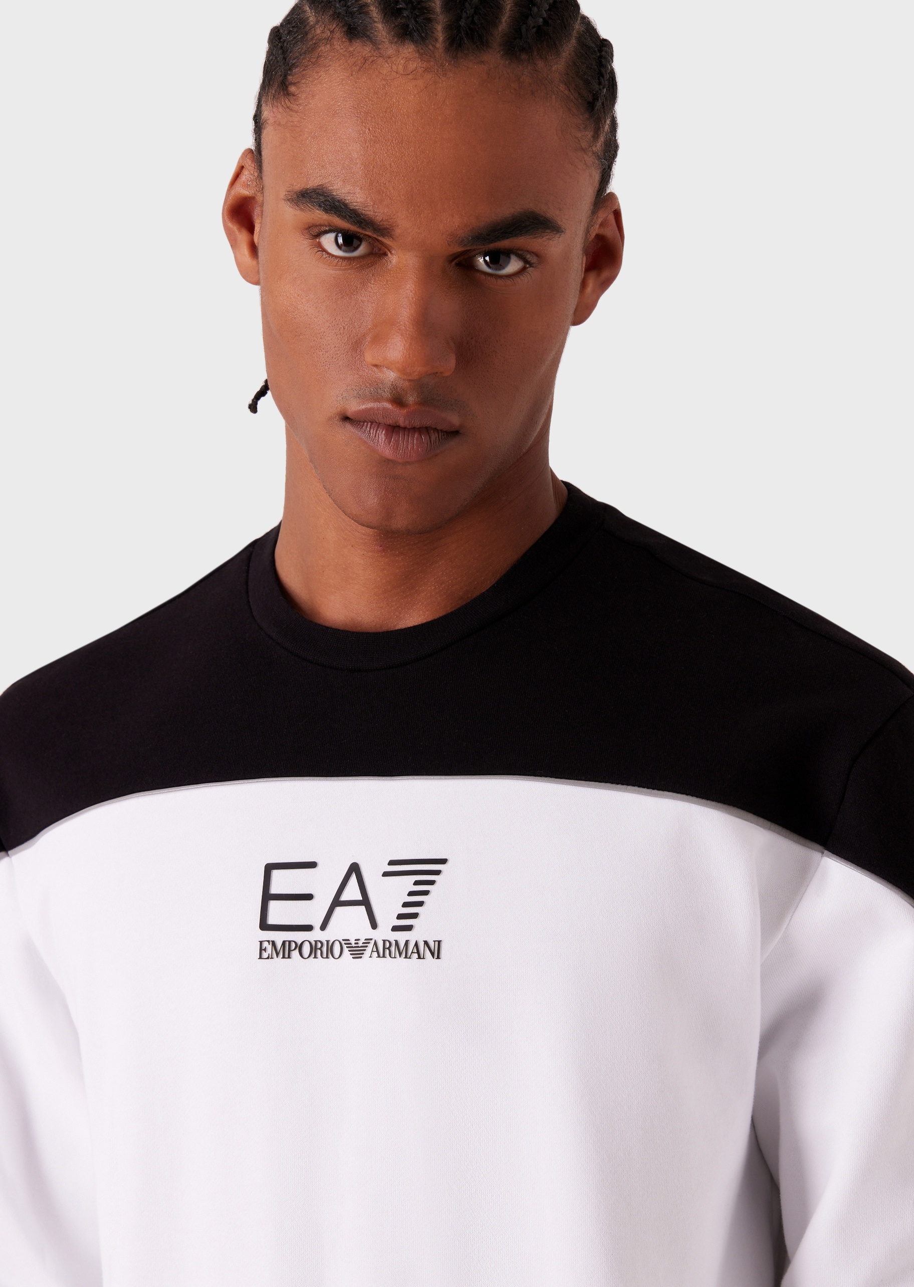 EA7 男士运动风大廓型拼色卫衣